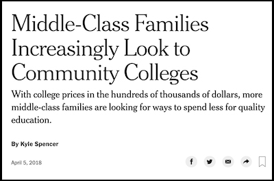 NYT 4/5/20 article on middle-class families looking to community colleges due to pandemic