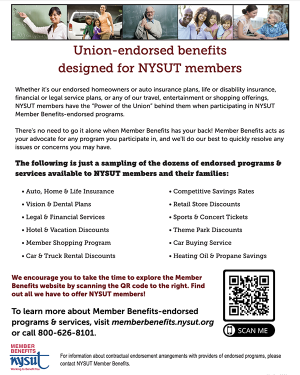 NYSUT Member Benefits offers a variety of union-endorsed benefits. 