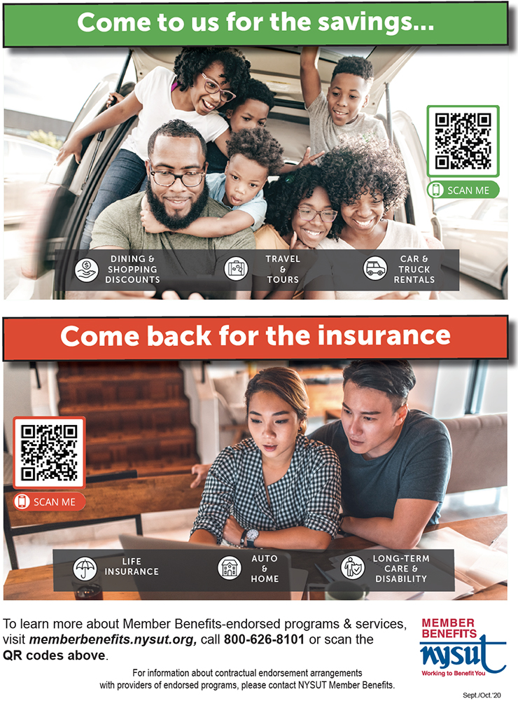 NYSUT Member Benefits ad for insurance programs