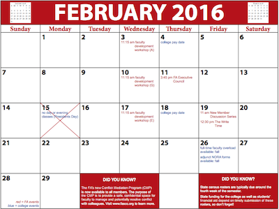 FA calendar February