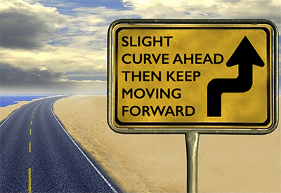 slight curve ahead; keep moving forward